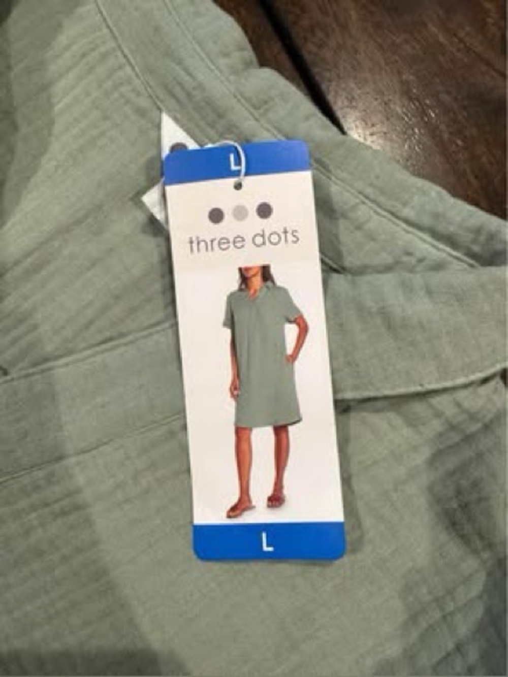 NWT Three Dots Sage Green Polo Shirt Dress - Women's Sz Large